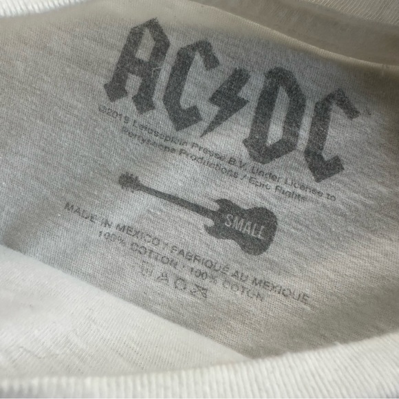 AC/DC band tee - white, pink, yellow, blue, black size small - Picture 2 of 4